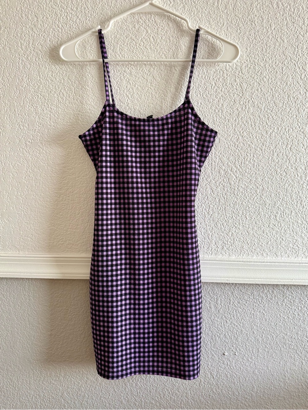 H&M Purple Gingham Spaghetti Strap Mini Dress